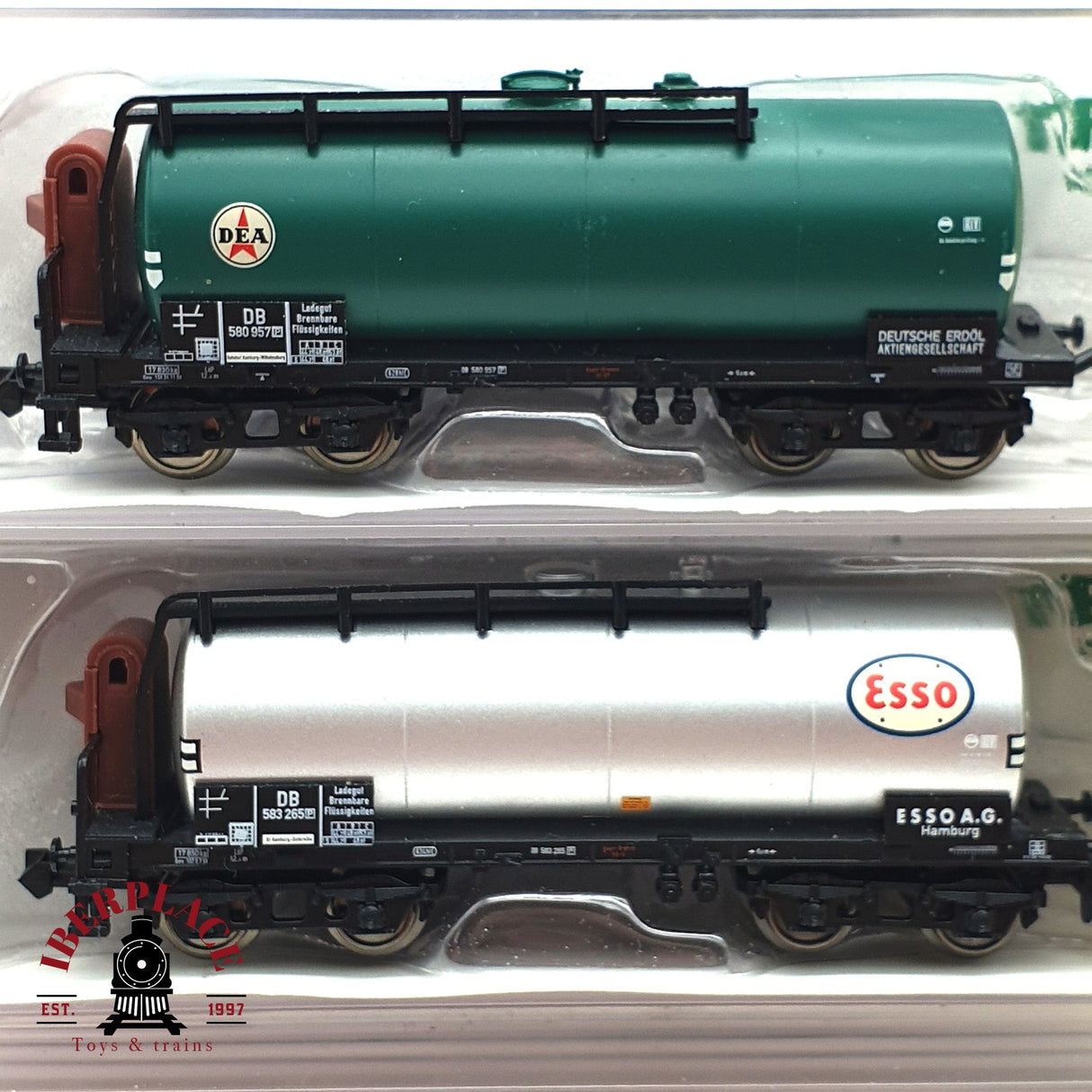 ♻️ 2da mano - 3x Minitrix vagones cisterna Esso Shell Dea DB N escala 1:160 E16