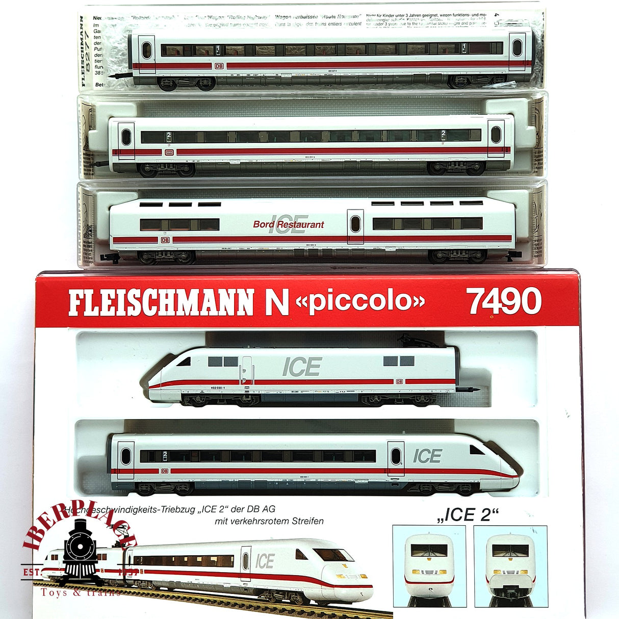 ♻️ 2da mano - Fleischmann 7490K Tren ICE DB + 3 vagones complementarios N escala 1:160 E16