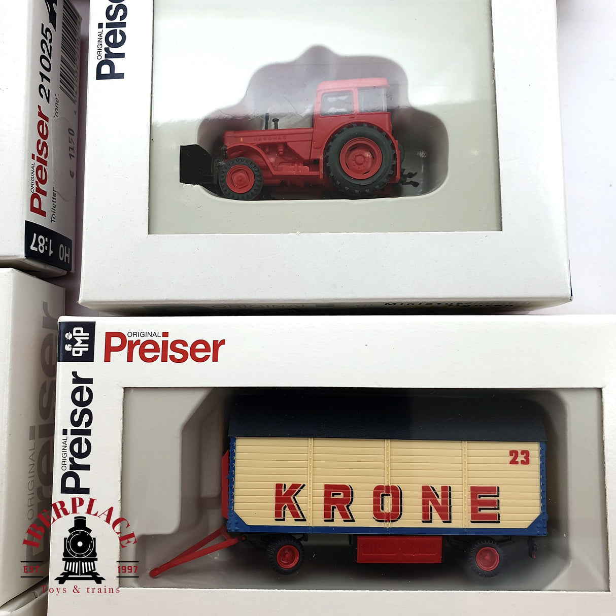 ♻️ 2da mano - 15x Preiser coches y remolques circo Krone H0 escala 1:87 E15