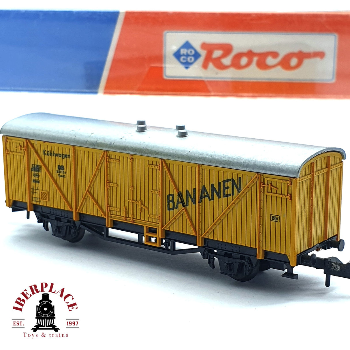 ♻️ 2da mano - Roco 25094 vagón cerrado bananen DB N escala 1:160 E16