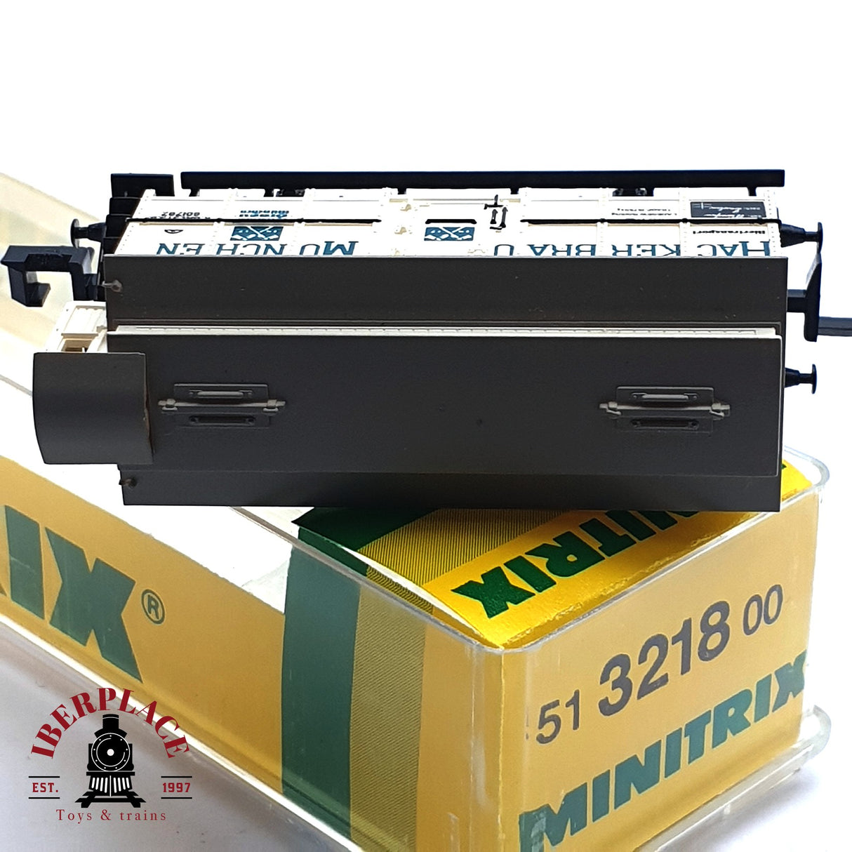 ♻️ 2da mano - Minitrix 51 3218 00 vagón mercancias Hacker bräu München N escala 1:160 E16