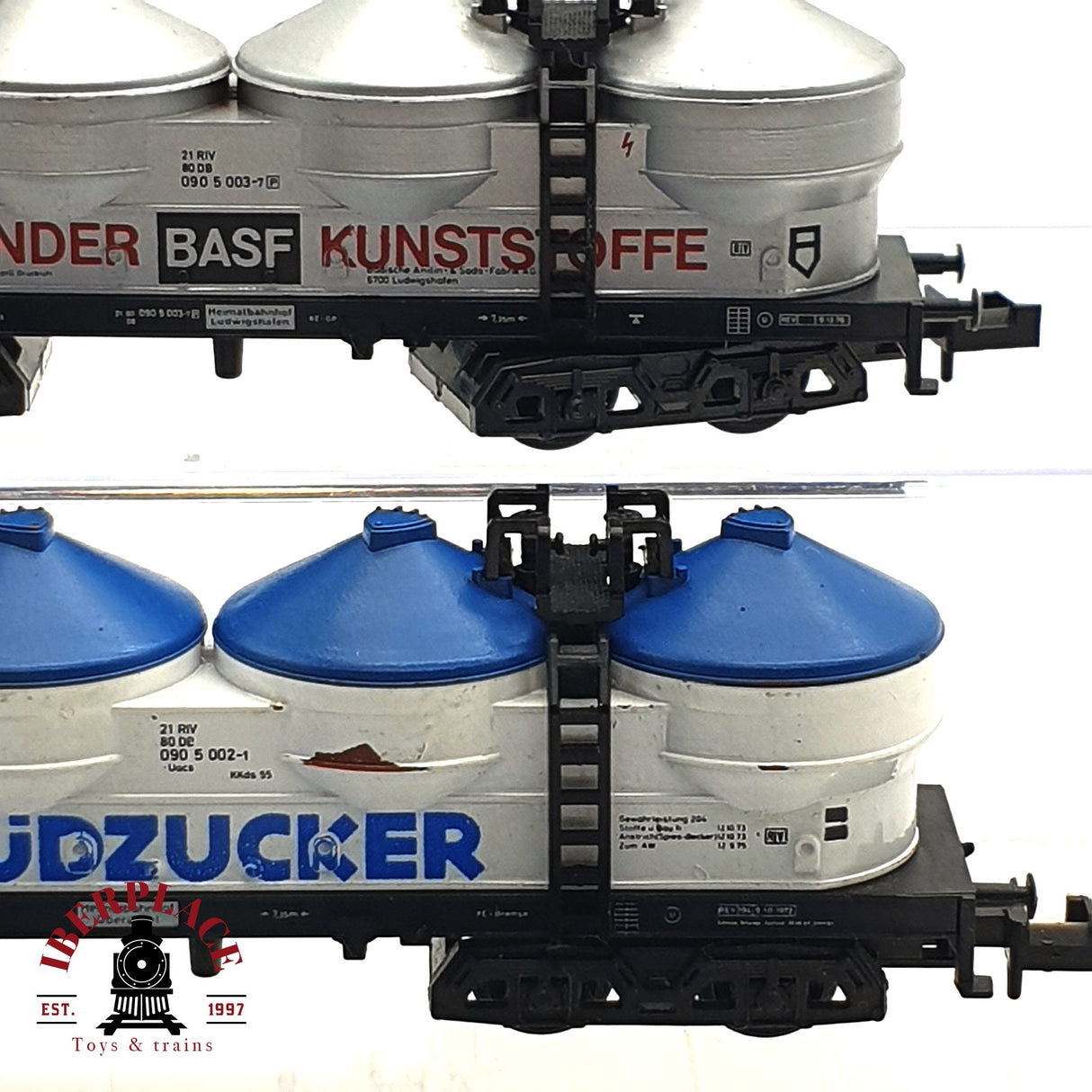 ♻️ 2da mano - 3x Minitrix vagones silo Südzucker Tonbänder Basf DB N escala 1:160 E16