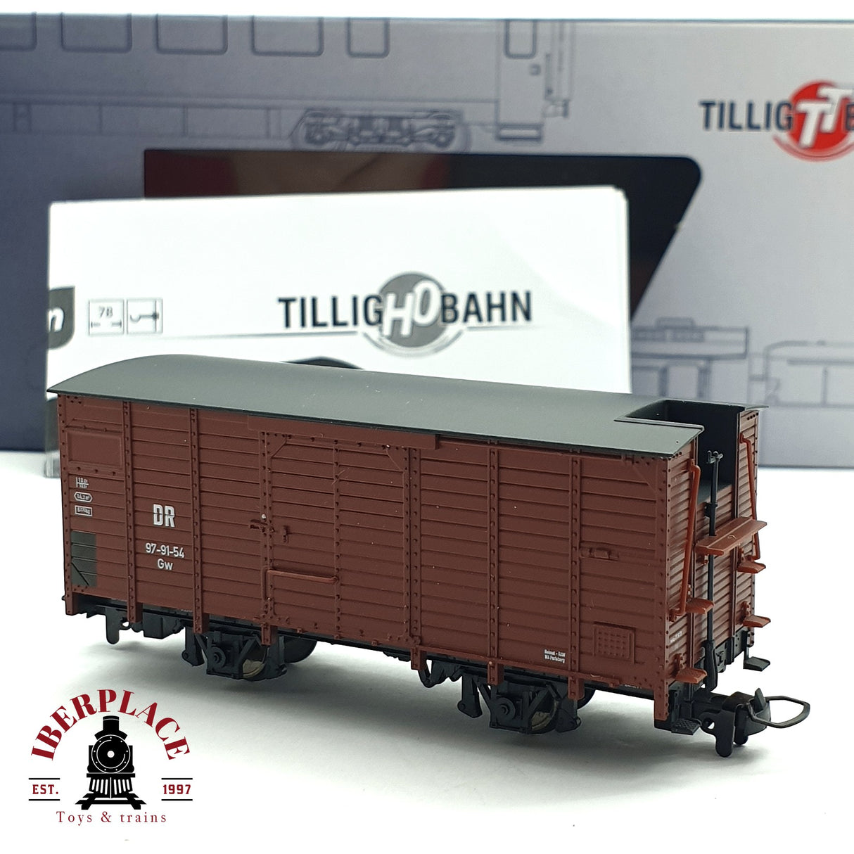 ♻️ 2da mano - DC Tillig Bahn 241231 vagon mercancias cerrado DR H0e escala 1:87 E15