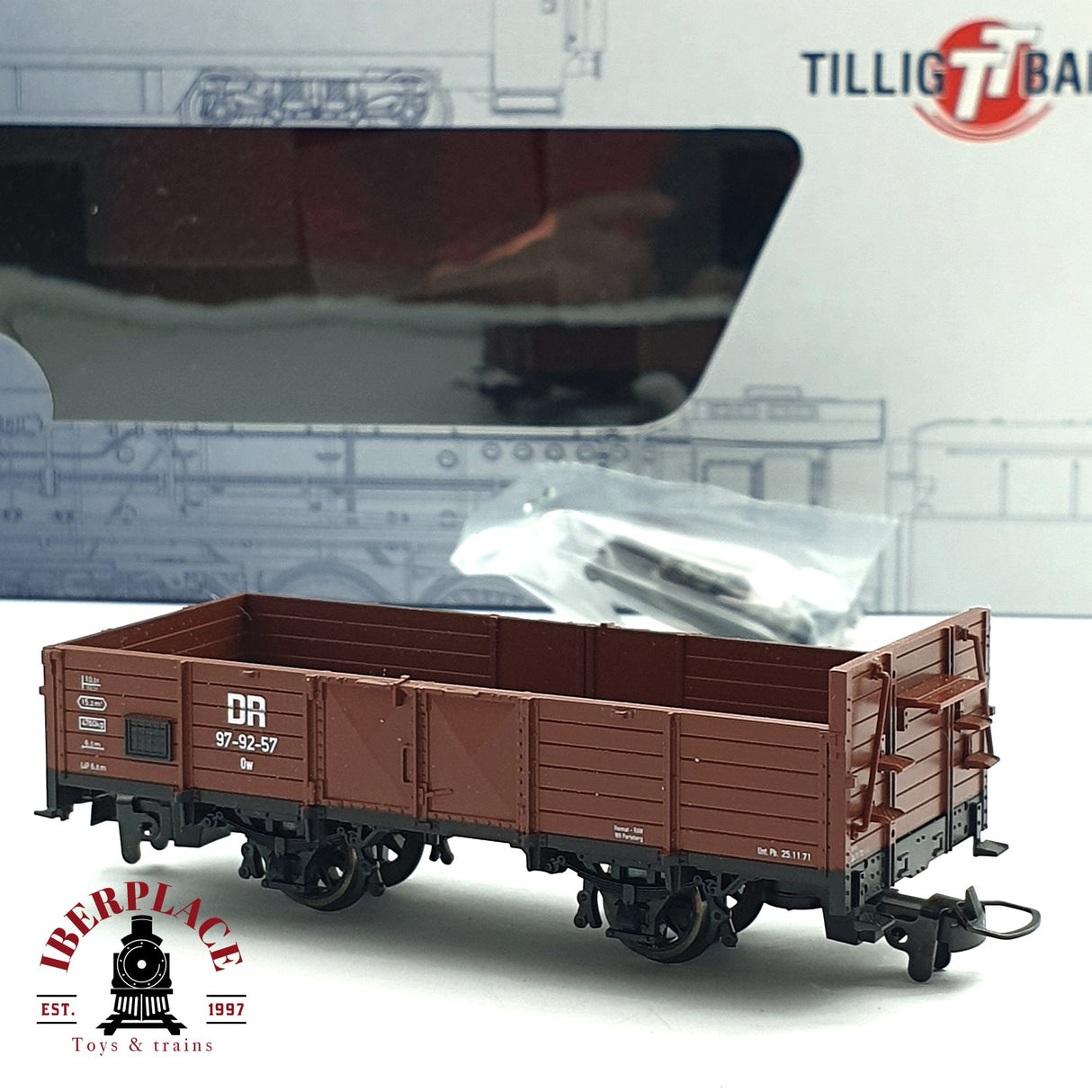 ♻️ 2da mano - DC Tillig Bahn 250768 vagon abierto DR 97 92 57 H0e escala 1:87 E15