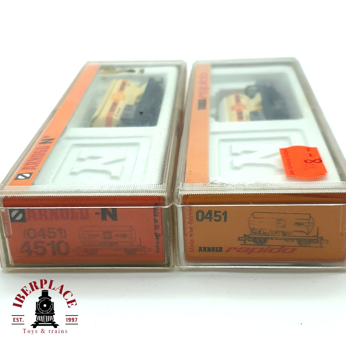 ♻️ 2da mano - 2x Arnold 0451 4510 vagones cisterna Butan Shell DB N escala 1:160 E16