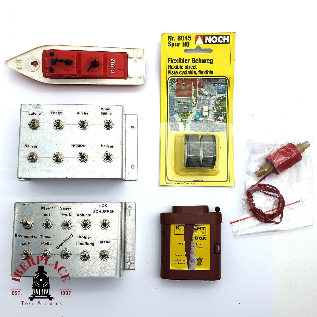 ♻️ 2da mano - Lote mixto Barco interruptores de metal motor asfalto H0 escala 1:87 E15