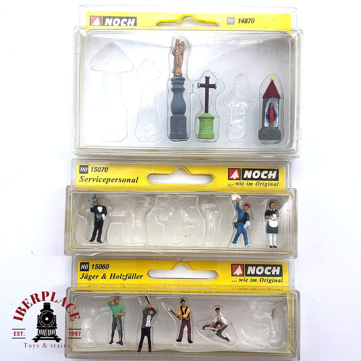 ♻️ 2da mano - Noch Figuras Cazadores y leñadores Capillas y cruces H0 escala 1:87 E15