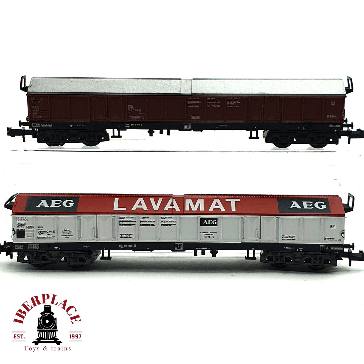 ♻️ 2da mano - 2x Minitrix vagones Mercancía Lavamat AEG DB N escala 1:160 E16