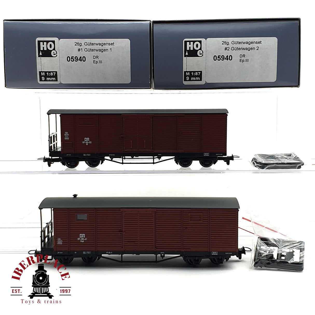 ♻️ 2da mano - DC Tillig Bahn 05940 vagones cerrados DR Ep III H0e escala 1:87 E15