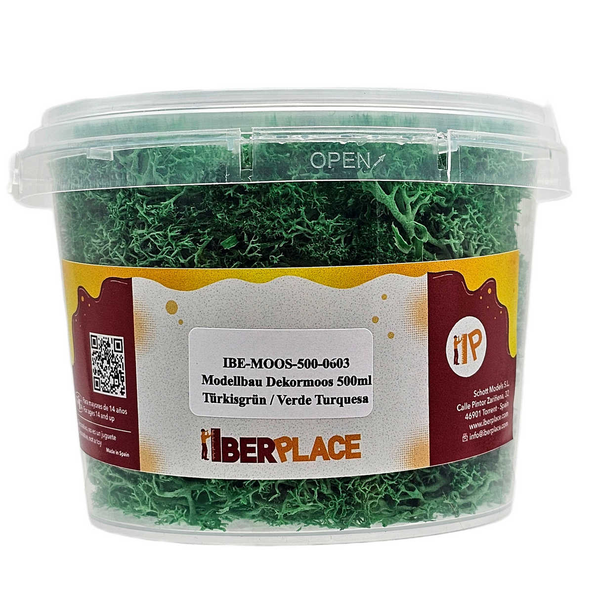 Iberplace Elements – Musgo decorativo natural preservado 500 ml (elige color) – sin tóxicos, flexible – para belenes, dioramas y maquetas
