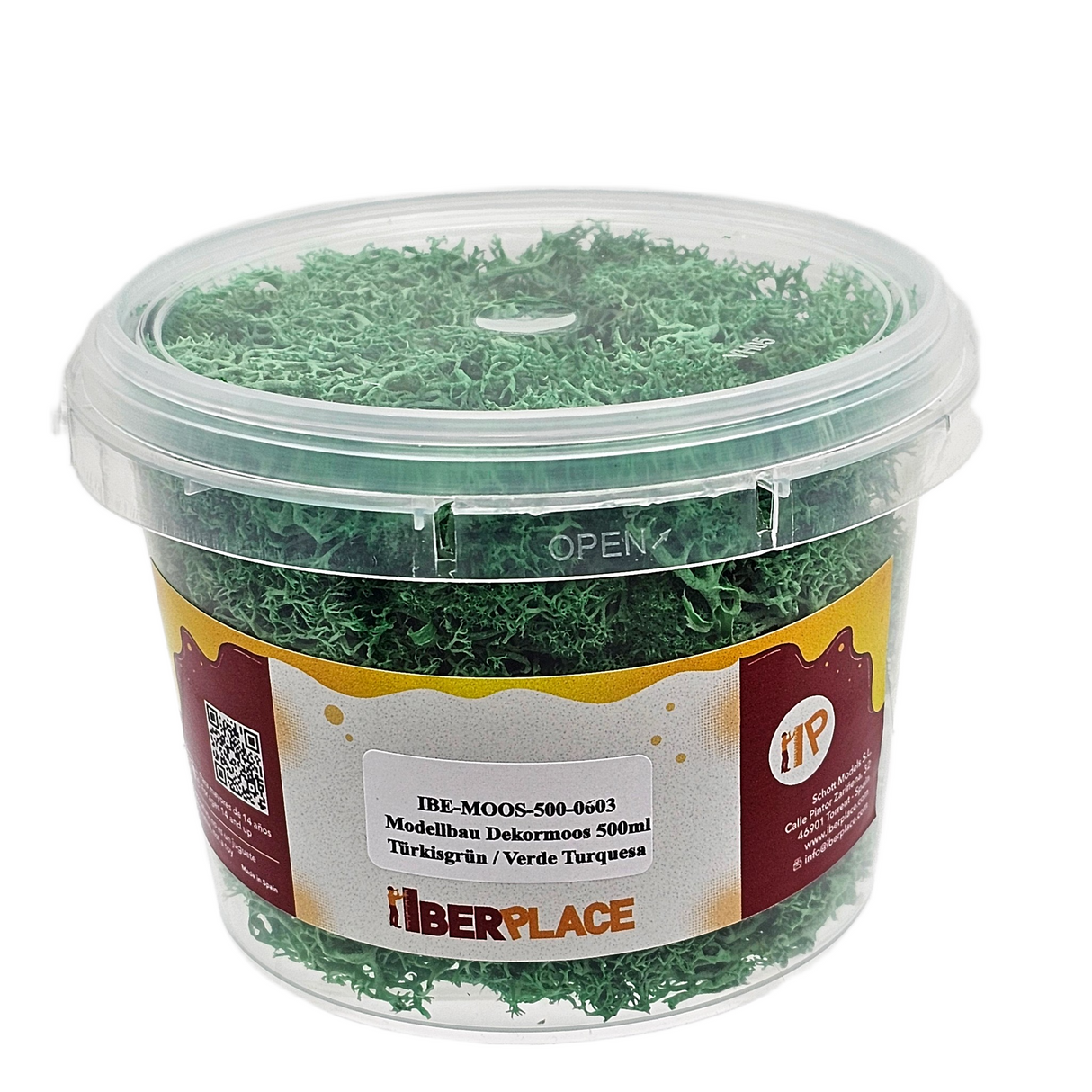 Iberplace Elements – Musgo decorativo natural preservado 500 ml (elige color) – sin tóxicos, flexible – para belenes, dioramas y maquetas