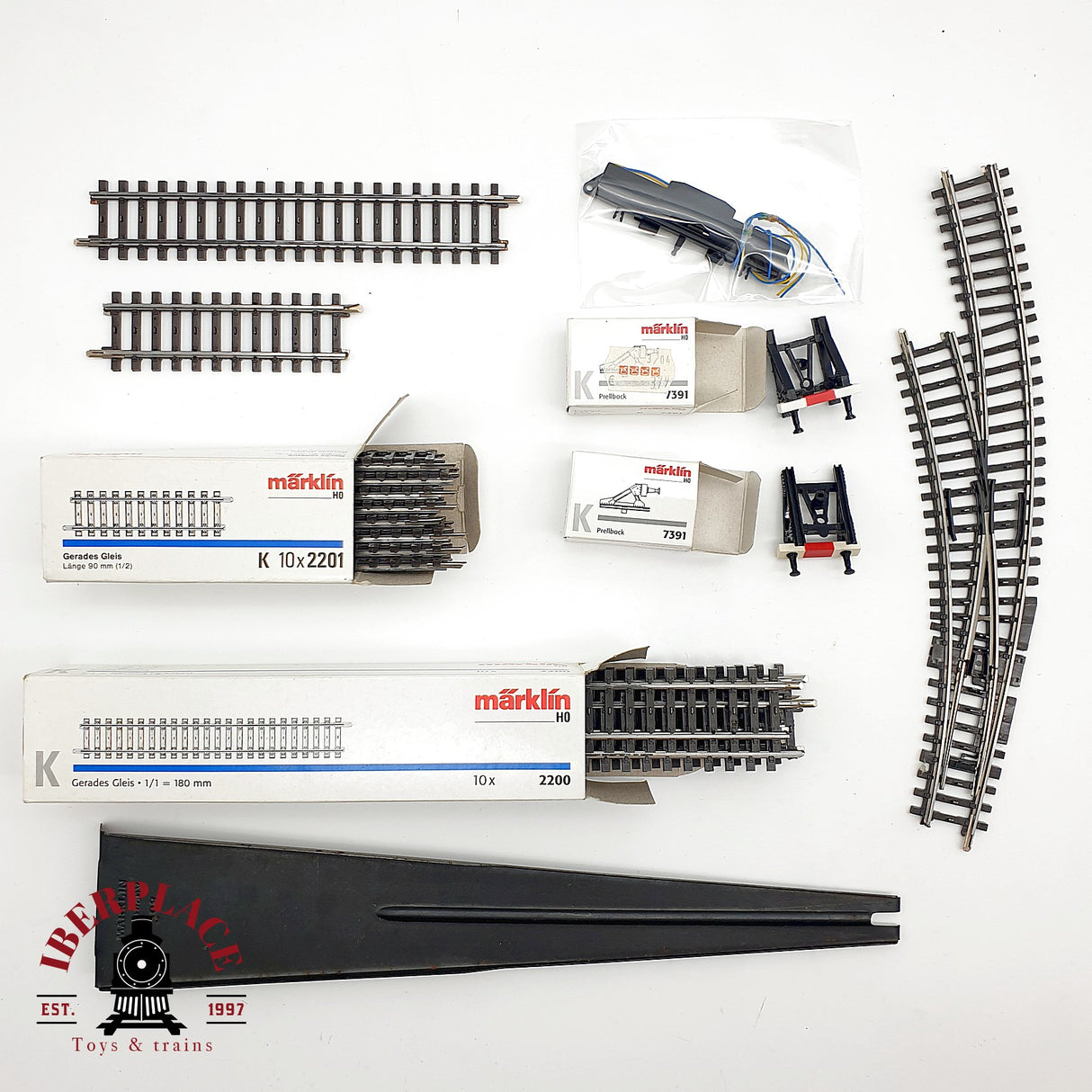 ♻️ 20x Märklin vías rectas, topes de vías, encarrilador etc sistema K H0 escala 1:87