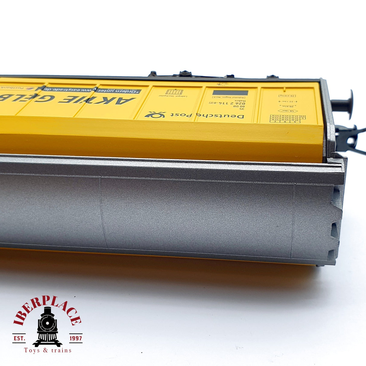 ♻️ DC Electrotren 5552K vagón cerrado Deutsche Post Aktie Gelb H0 escala 1:87