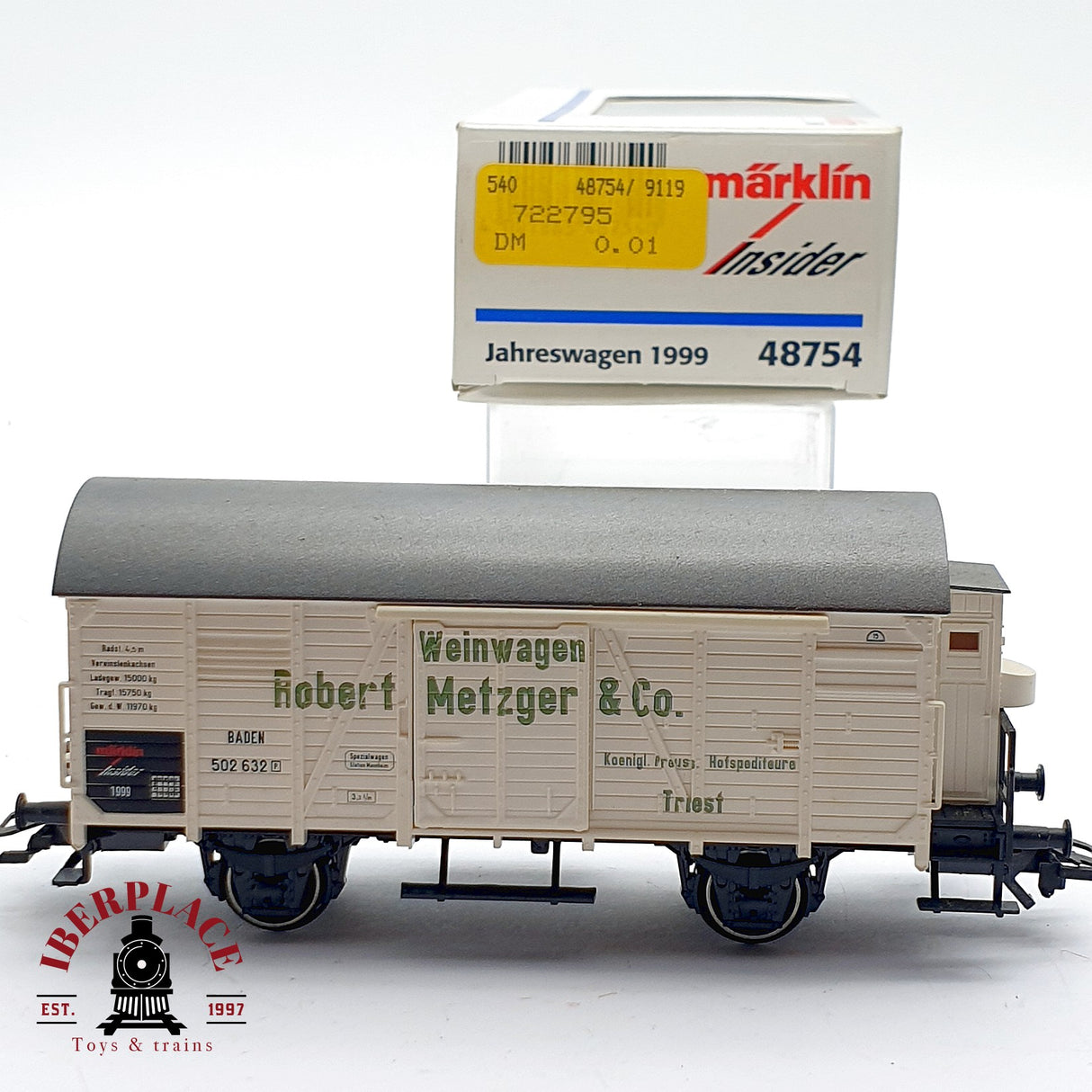 ♻️ AC Märklin insider 48754 vagón anual 1999 Weinwagen Robert Metzger H0 escala 1:87