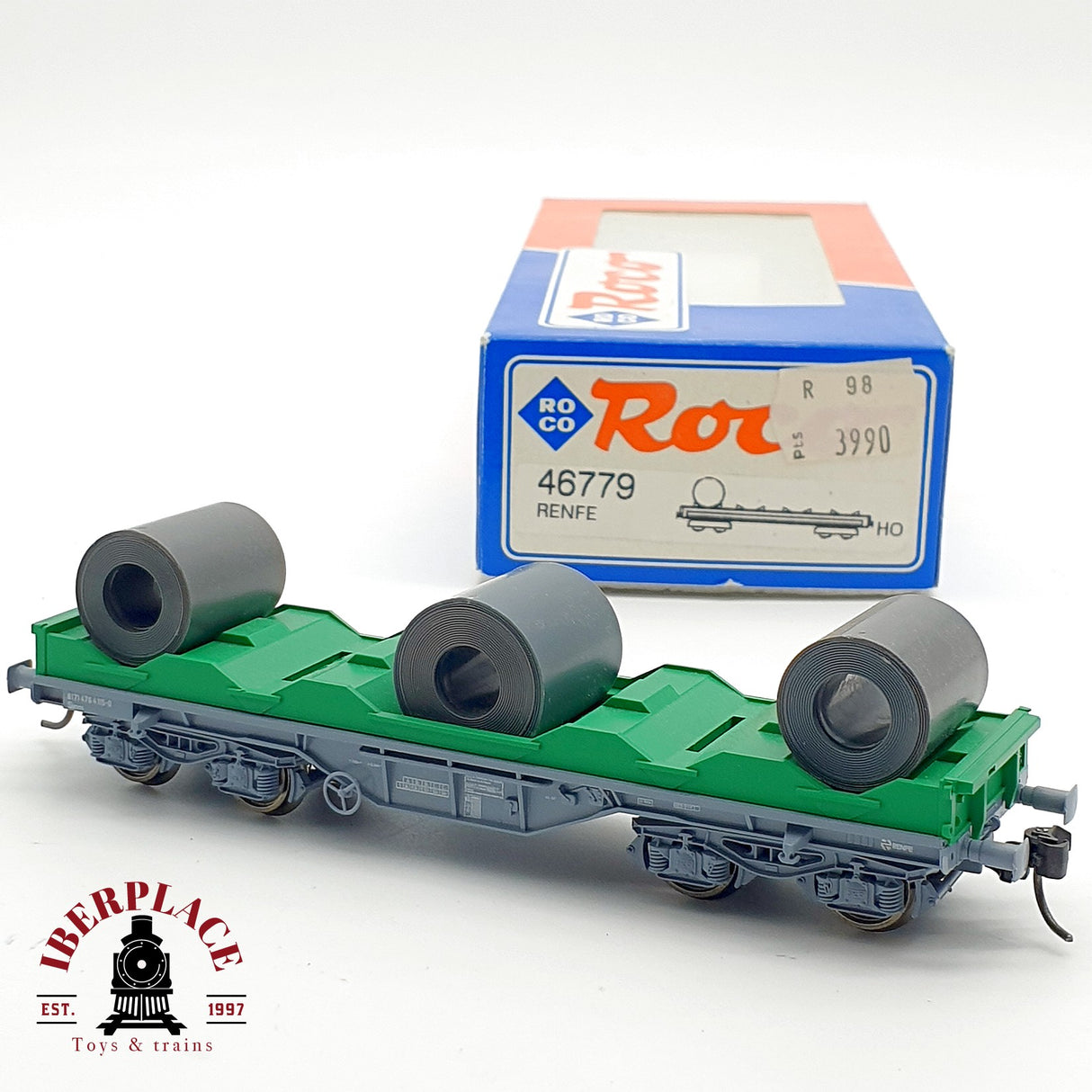 ♻️ DC Roco 46779 vagon plataforma RENFE 8171 476 H0 escala 1:87