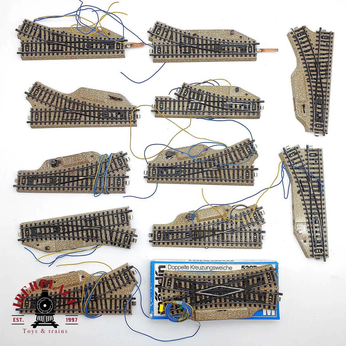 ♻️ 12x Märklin desvios izq y derecha, Travesia sistema M H0 escala 1:87