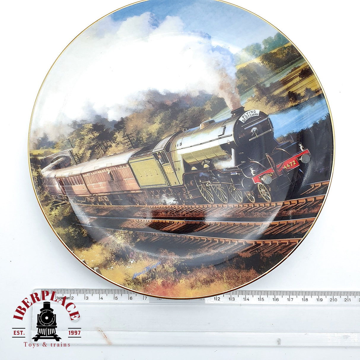 Exclusivo Plato de Colección: Locomotora de Vapor "Flying Scotsman" - Edición Limitada Royal Doulton / Franklin Mint (Porcelana Fina)