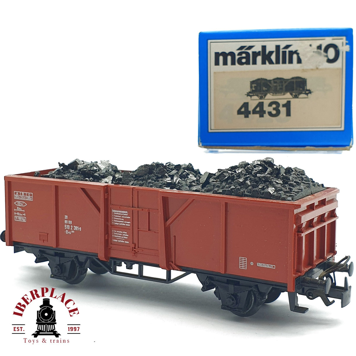 ♻️ 2da mano - Märklin 4431 vagón abierto con carbón DB H0 escala 1:87 EH09 2/4