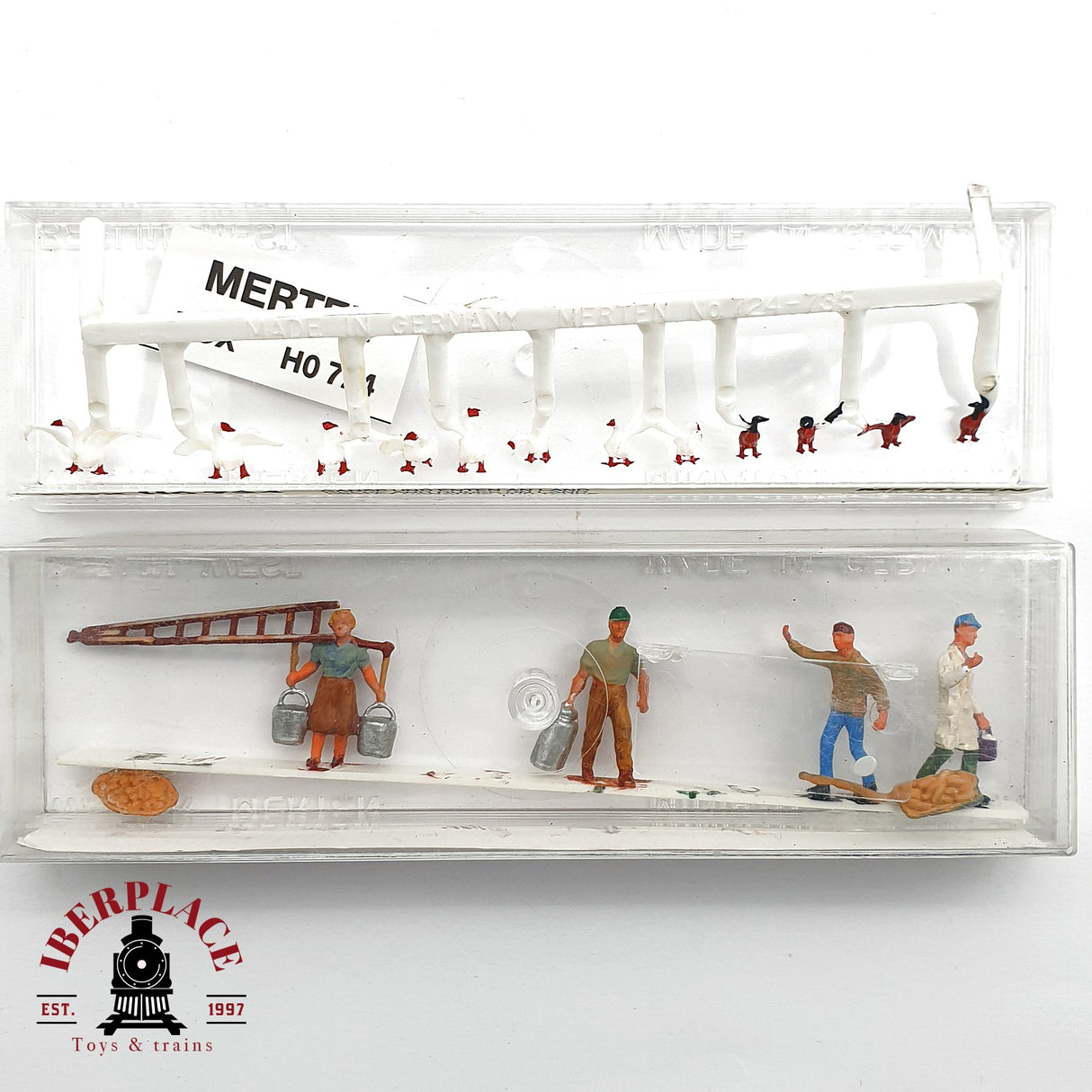 ♻️ 2da mano - Merten 2x 2258 724 Figuras gansos animales, comerciantes H0 escala 1:87 EH09