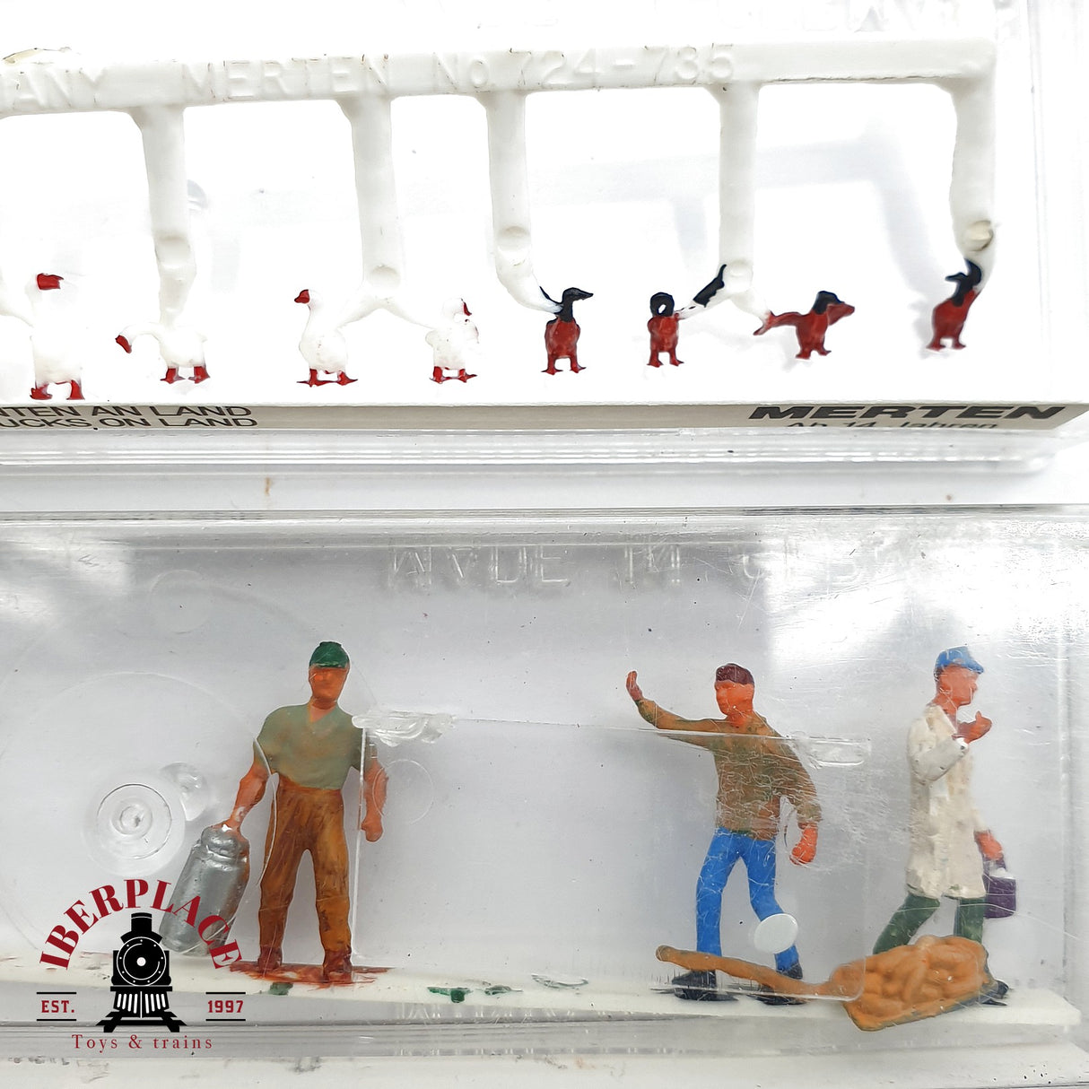 ♻️ 2da mano - Merten 2x 2258 724 Figuras gansos animales, comerciantes H0 escala 1:87 EH09