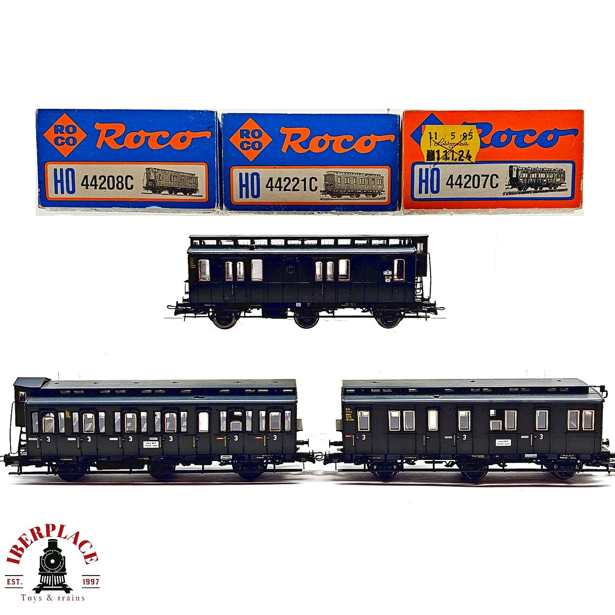 ♻️ 2da mano - DC Roco 3x vagones pasajeros y postales DRG H0 escala 1:87 EH011