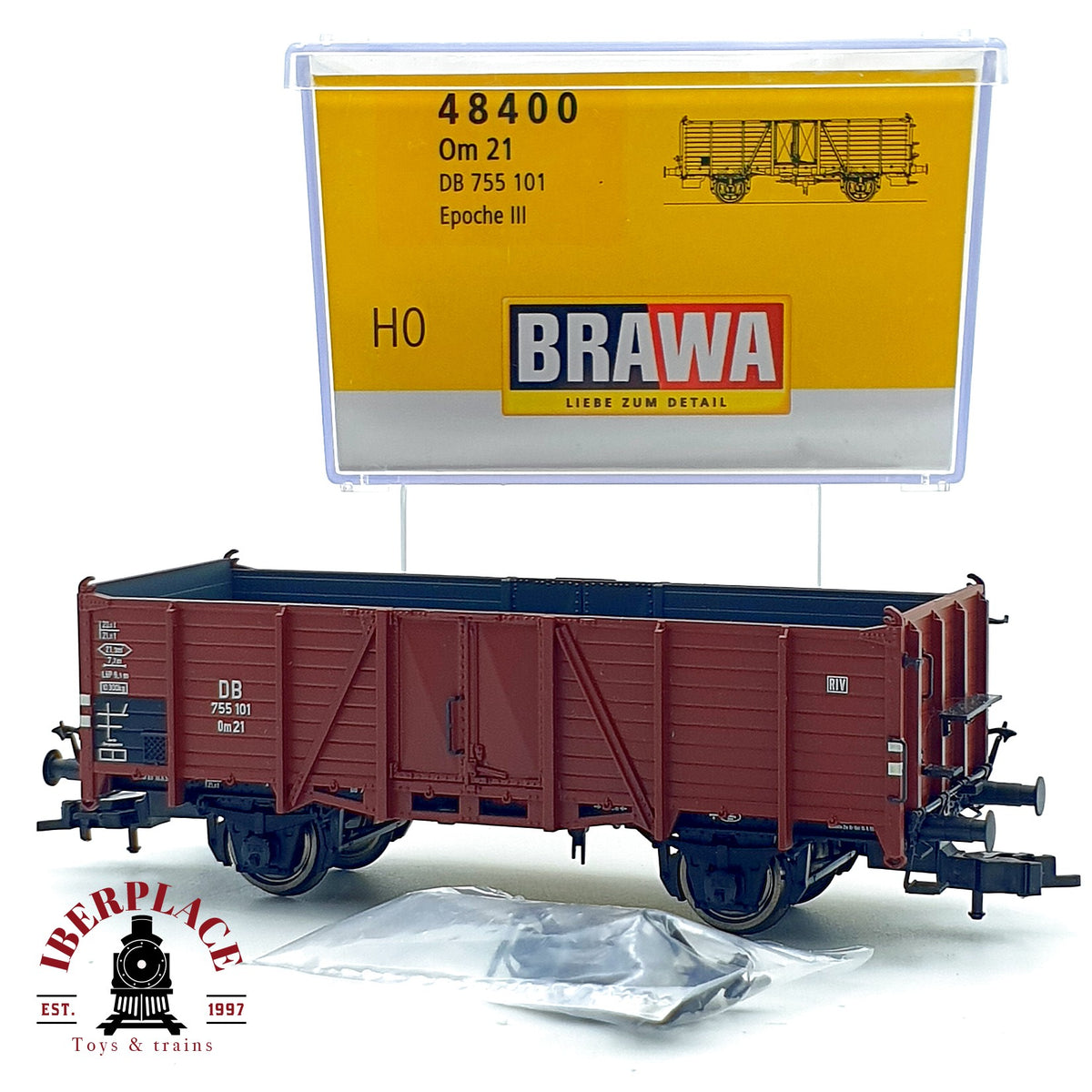 ♻️✨ Brawa 48400 Vagon abierto Om 21 DB 755 101 Epoca III Escala H0 1:87 DC
