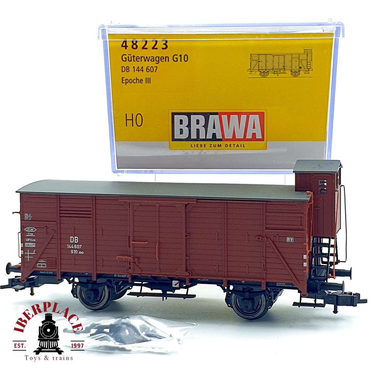 ♻️✨ Brawa 48223 Vagon cerrado G10 DB 144 607 Epoca III Escala H0 1:87 DC