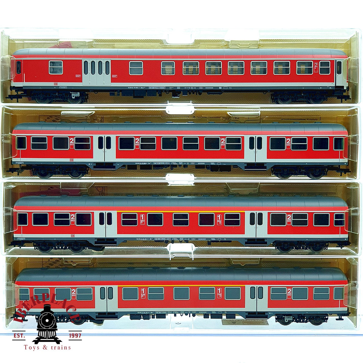 ♻️✨ Fleischmann Lote 4 coches n-Wagen DB AG Verkehrsrot 5648 5649 5647 Escala H0 1:87 DC