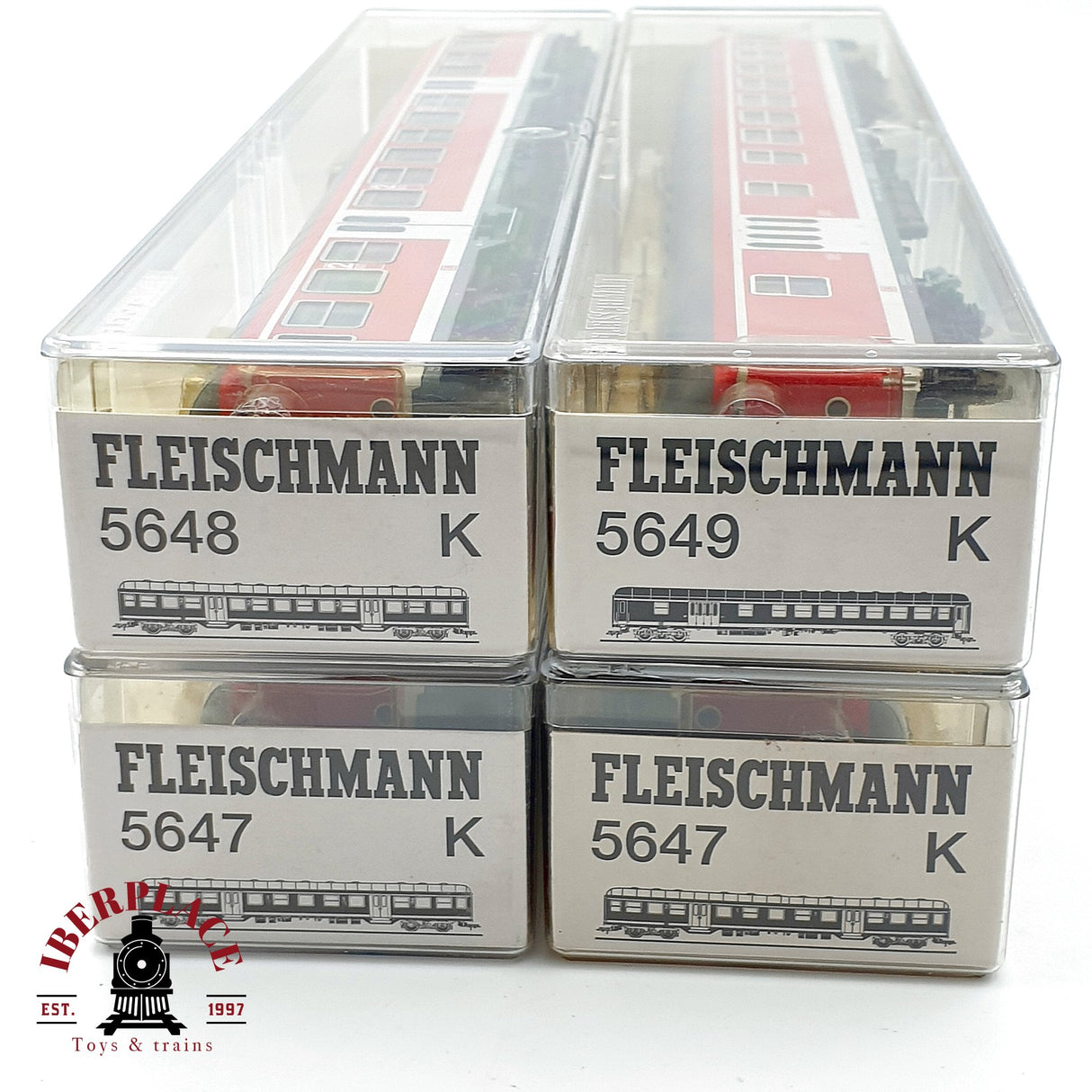 ♻️✨ Fleischmann Lote 4 coches n-Wagen DB AG Verkehrsrot 5648 5649 5647 Escala H0 1:87 DC