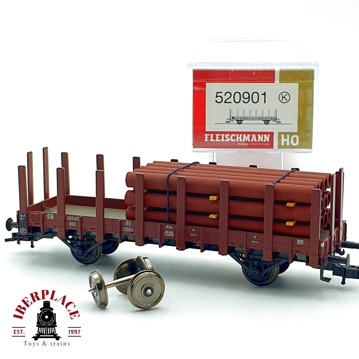 ♻️✨ Fleischmann 520901 Vagón teleros R02 tubos DB 402411 Ep III Escala H0 1:87 DC