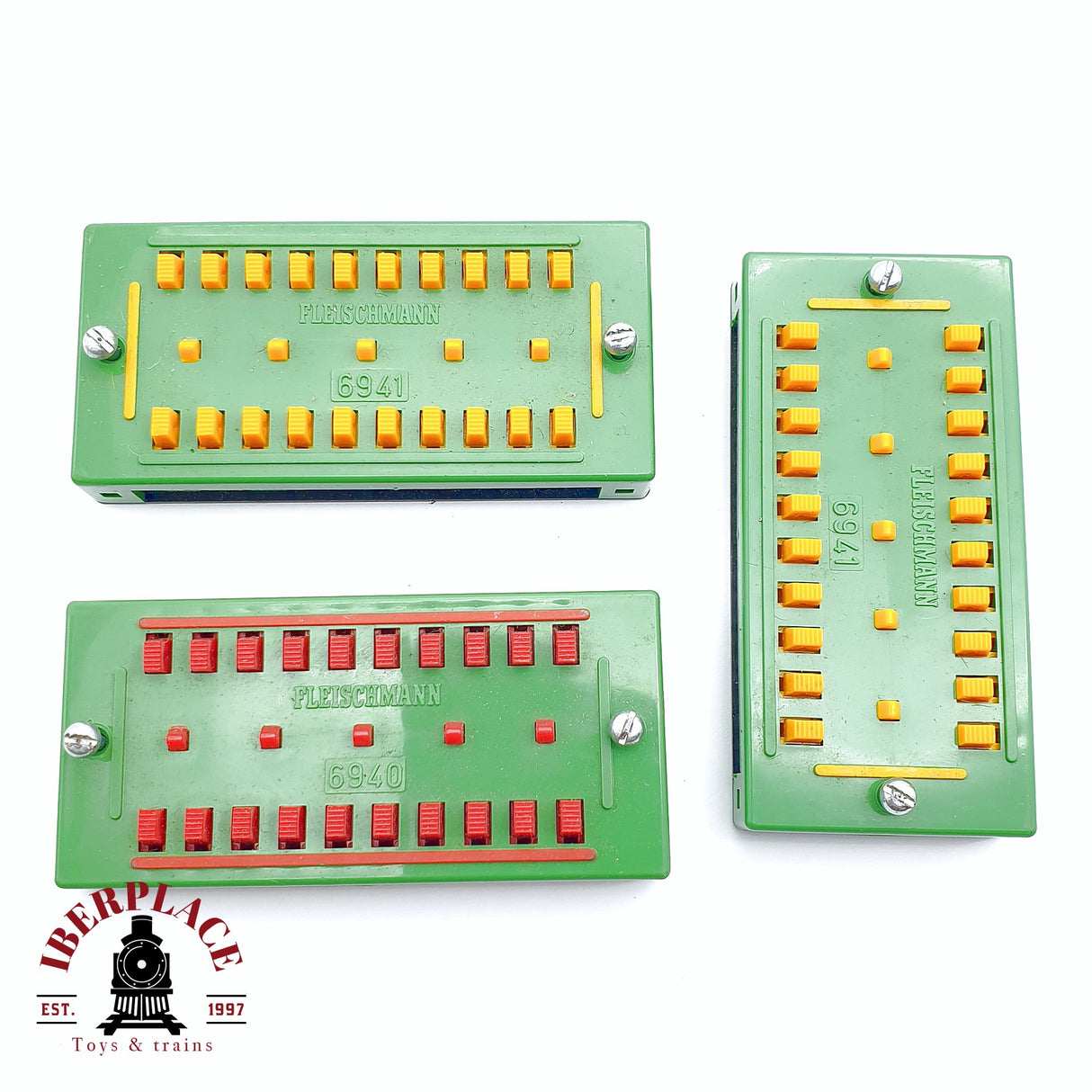 ♻️ 2da mano - 3x Fleischmann 6940 6941 placas de distribución H0 escala 1:87
