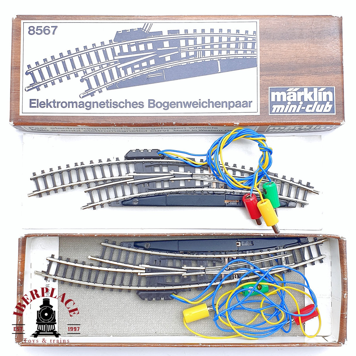 ♻️ 2da mano - Märklin 8567 Desvío eléctrico curvo izquierda derecha Z escala 1:220