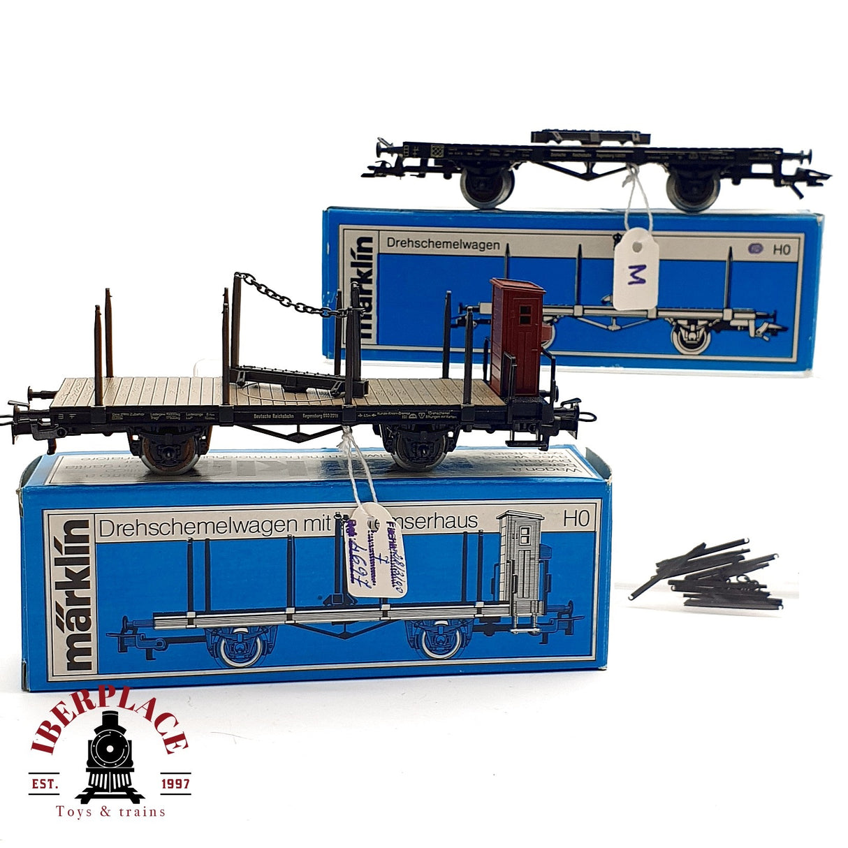 ♻️ AC 2x Märklin 4684 4697 vagones de plataforma giratoria H0 escala 1:87 A28