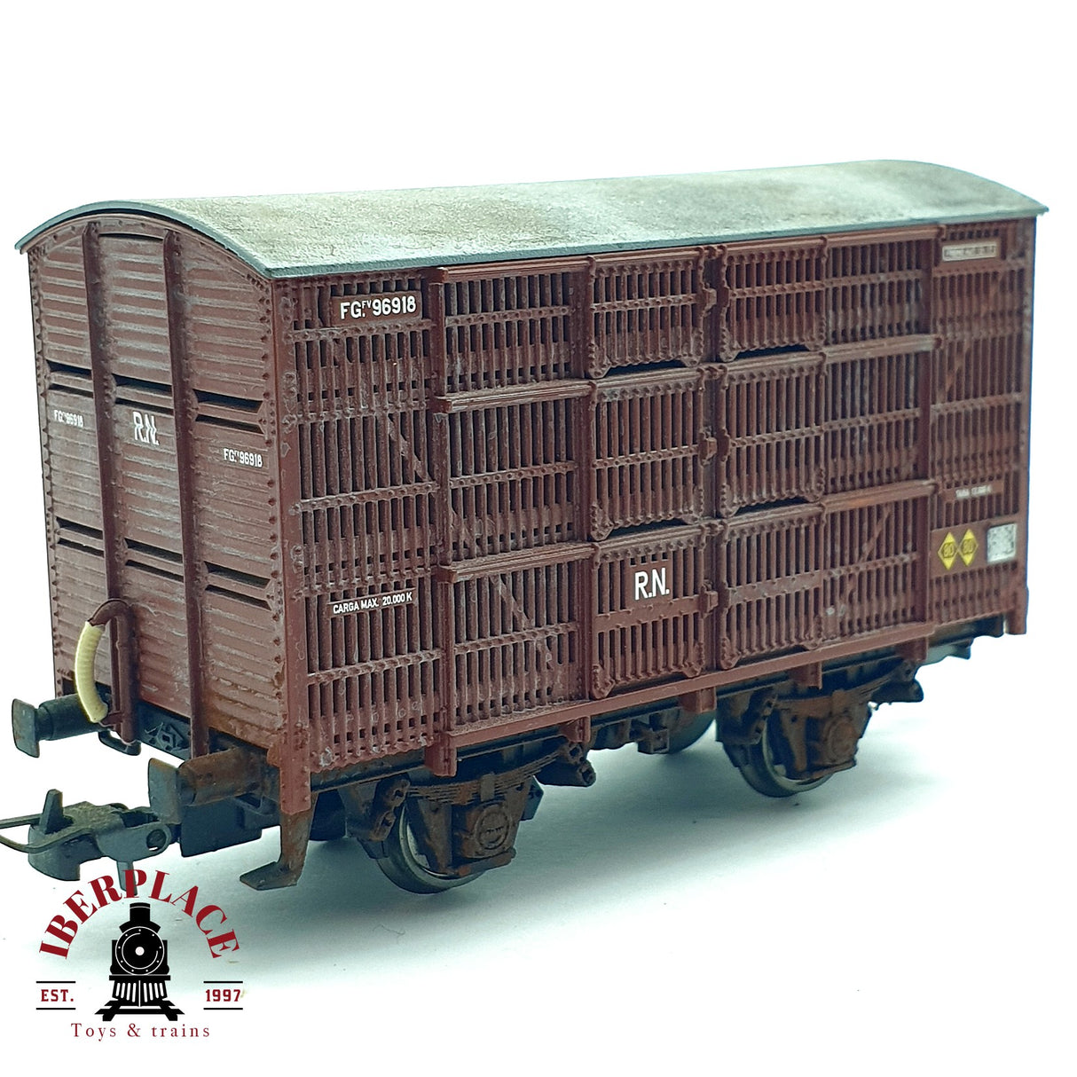 ♻️ DC Electrotren 1936 vagón jaula para ganado RENFE H0 escala 1:87 A28