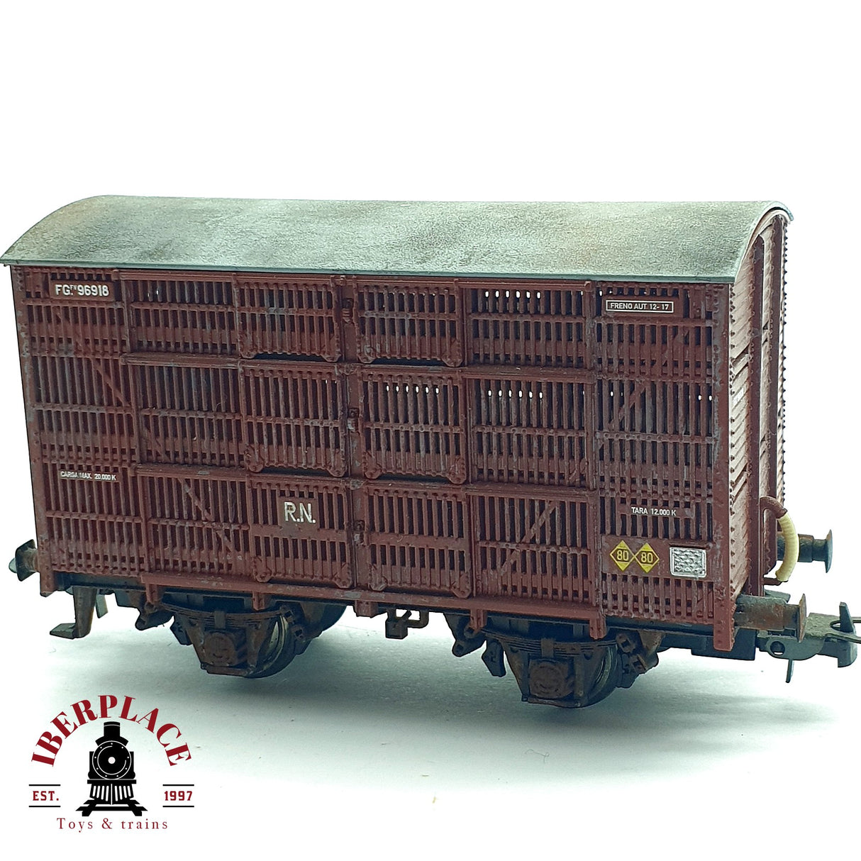 ♻️ DC Electrotren 1936 vagón jaula para ganado RENFE H0 escala 1:87 A28