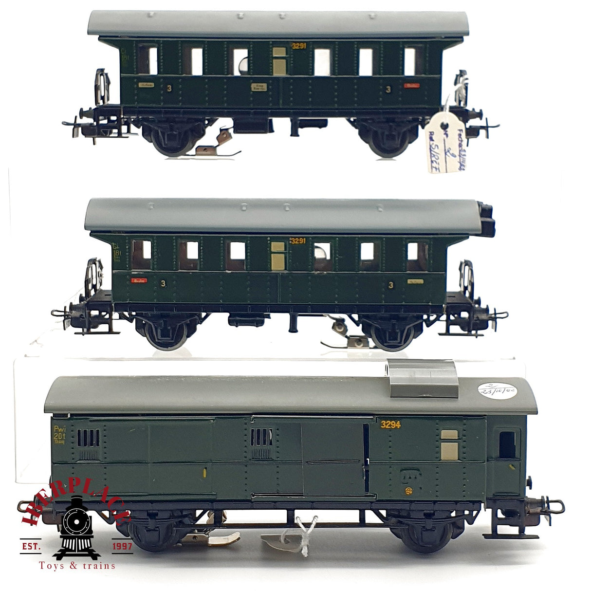 ♻️ 3x AC Märklin vagones pasajeros y equipajes 3291 3294 en metal H0 escala 1:87 A28