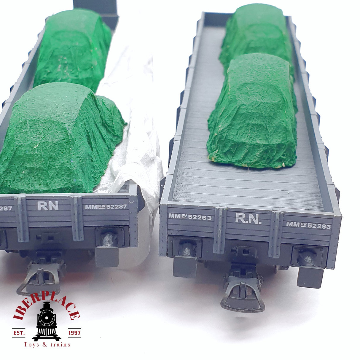 🆕 Mabar - 81403 Set de vagones plataforma MM borde bajo RENFE carga de coches con lona H0 escala 1:87
