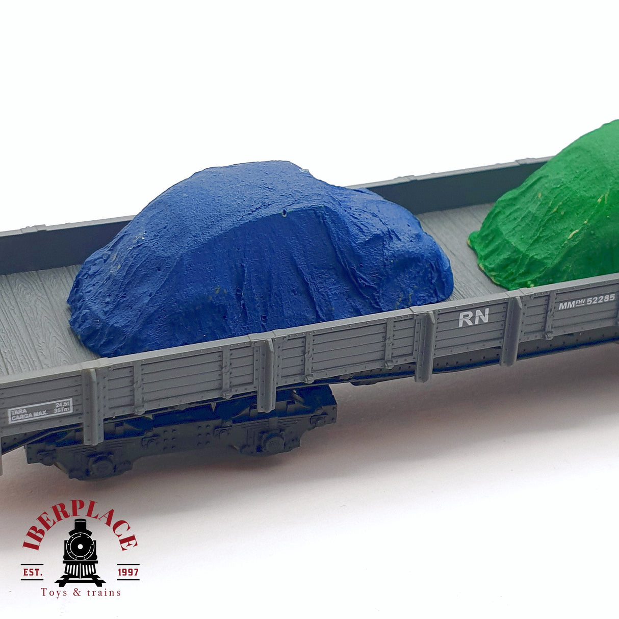 🆕 Mabar - 81403 Set de vagones plataforma MM borde bajo RENFE carga de coches con lona H0 escala 1:87