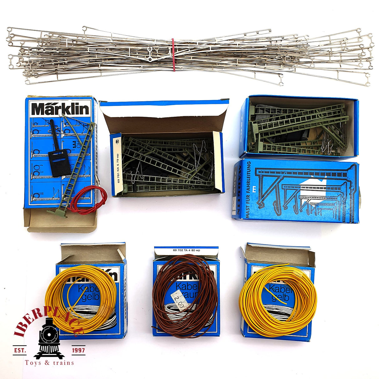 ♻️ 2da mano - Märklin Lote Hilo de catenarias, postes de catenaria y cables H0 escala 1:87 E15