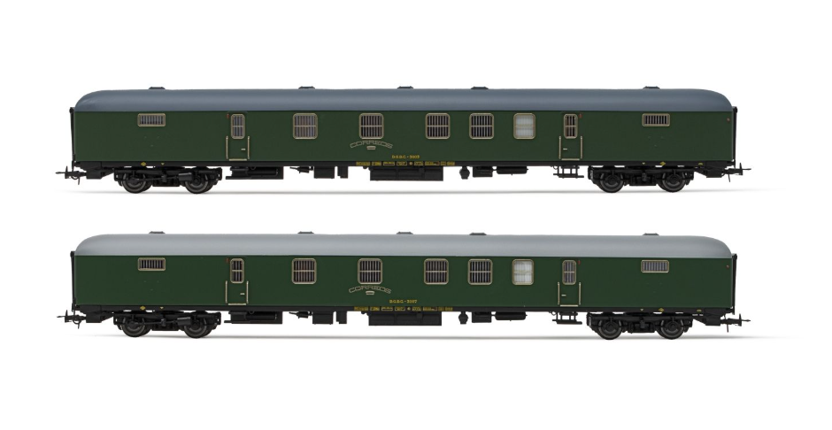 Electrotren HE4013 – Set 2 Furgones Postales RENFE DGDC 3000 Verde Oliva - 1:87 H0 escala DC/CC