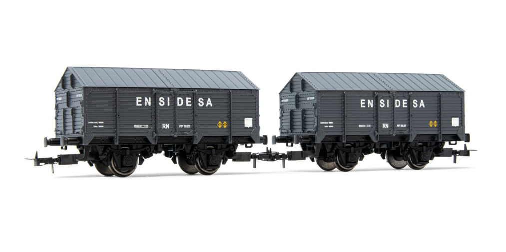 Electrotren HE6009 – Set 2 Vagones Cerrados ENSIDESA Gris – 1:87 H0 escala DC/CC