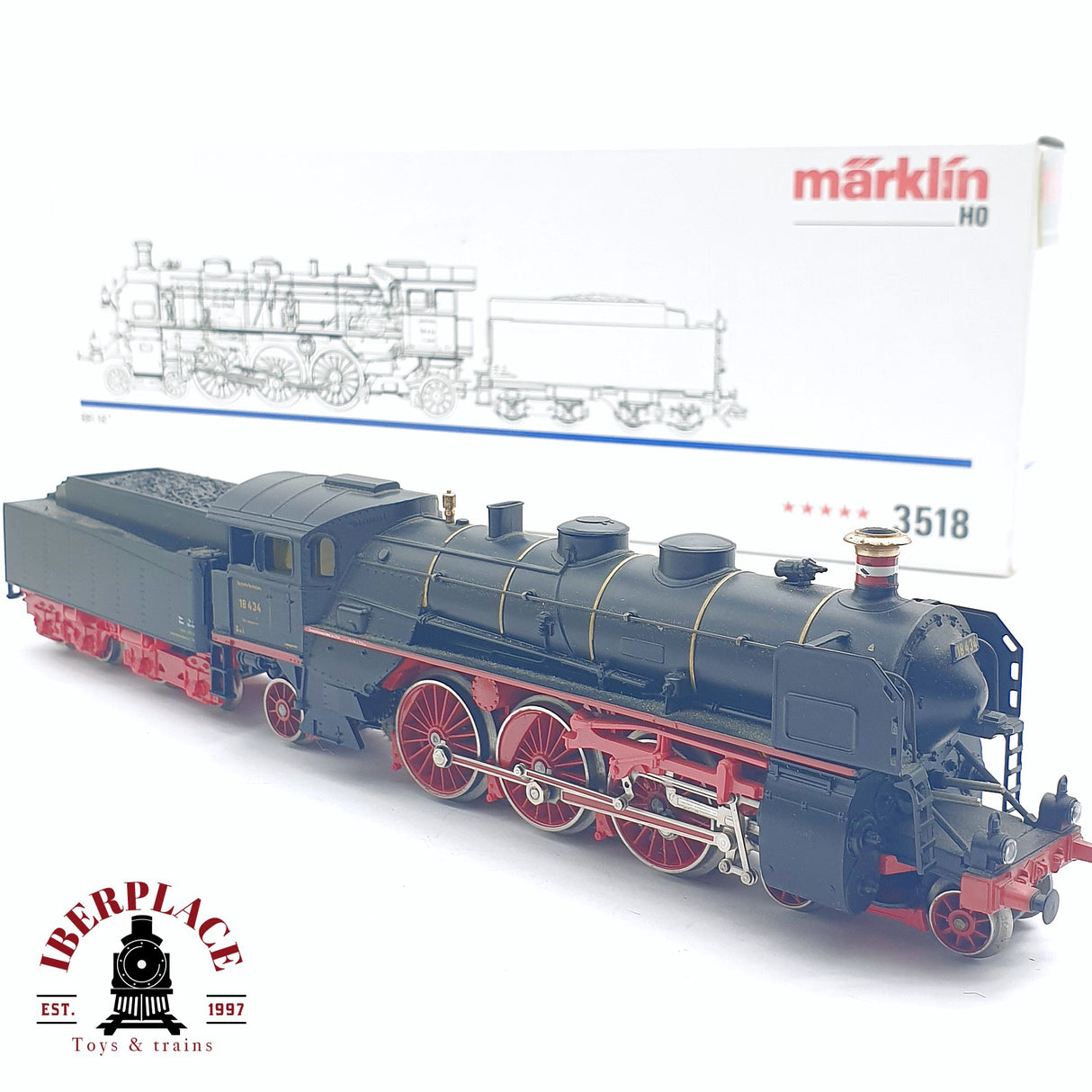 ♻️ 2da mano - Märklin 3518 Locomotora de vapor DR 18 434 Negra H0 escala 1:87