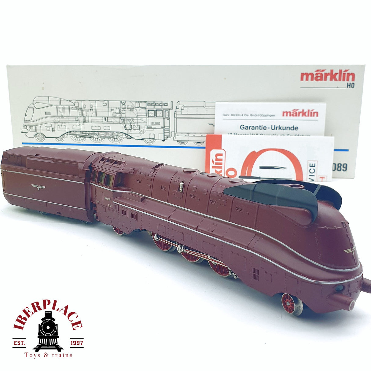 ♻️ 2da mano - Märklin 3089 Locomotora de vapor BR 03 1055 Roja H0 escala 1:87