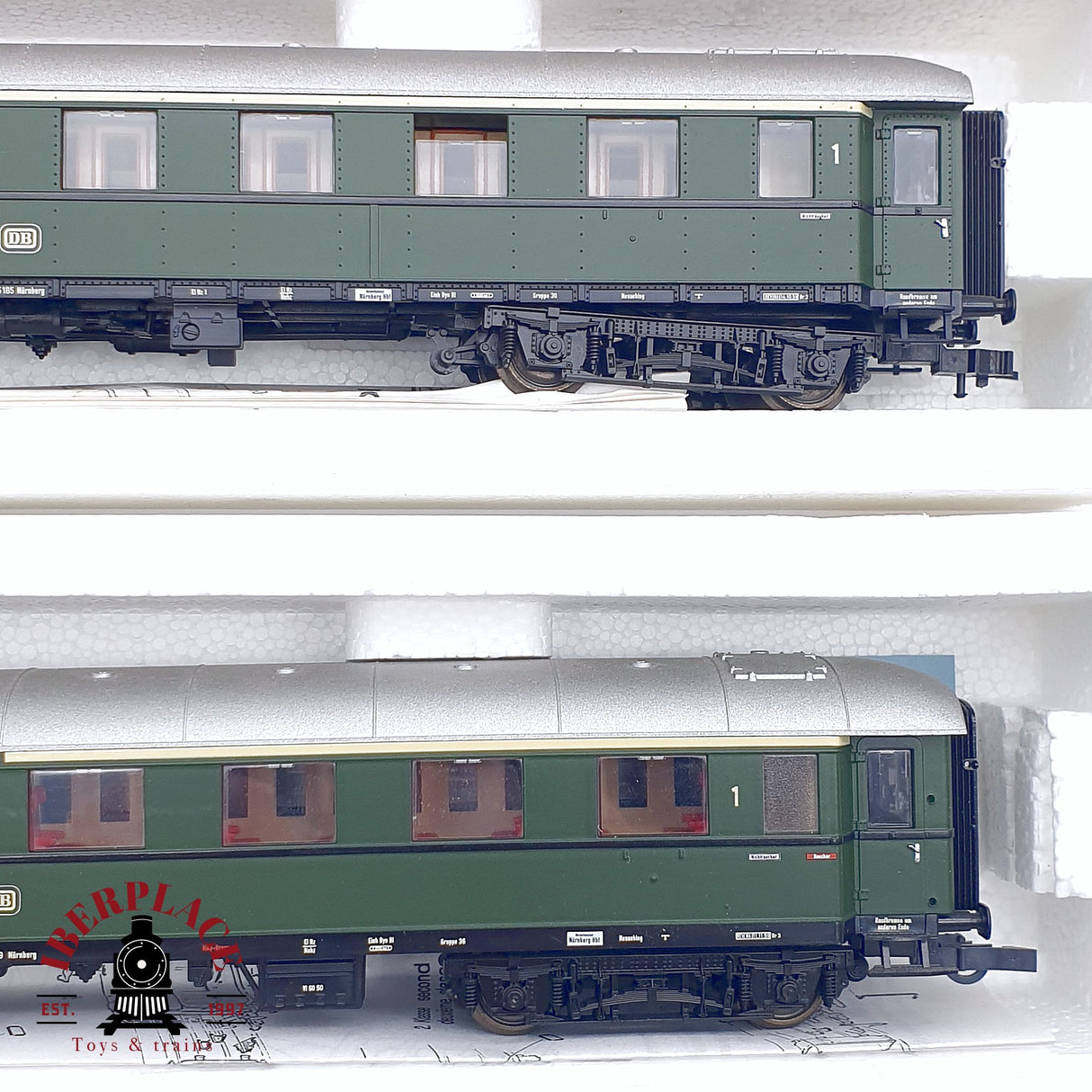 ♻️ 2da mano - DC 5x Roco vagones pasajeros DB clase 1-2 verde H0 escala 1:87