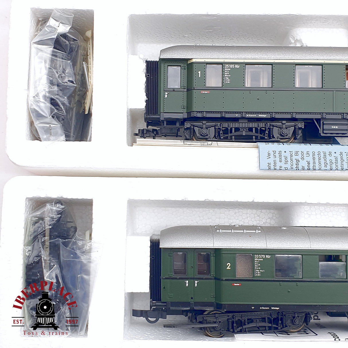 ♻️ 2da mano - DC 5x Roco vagones pasajeros DB clase 1-2 verde H0 escala 1:87