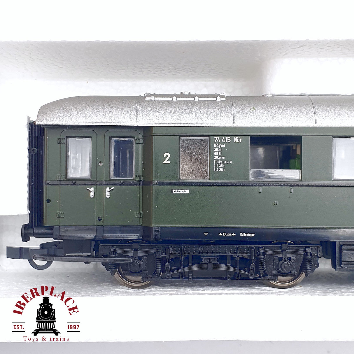 ♻️ 2da mano - DC 5x Roco vagones pasajeros DB clase 1-2 verde H0 escala 1:87