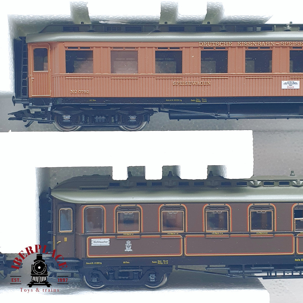 ♻️ 2da mano - AC Fleischmann 1885 Set locomotora P.St.B. 2810 vagones pasajeros H0 escala 1:87