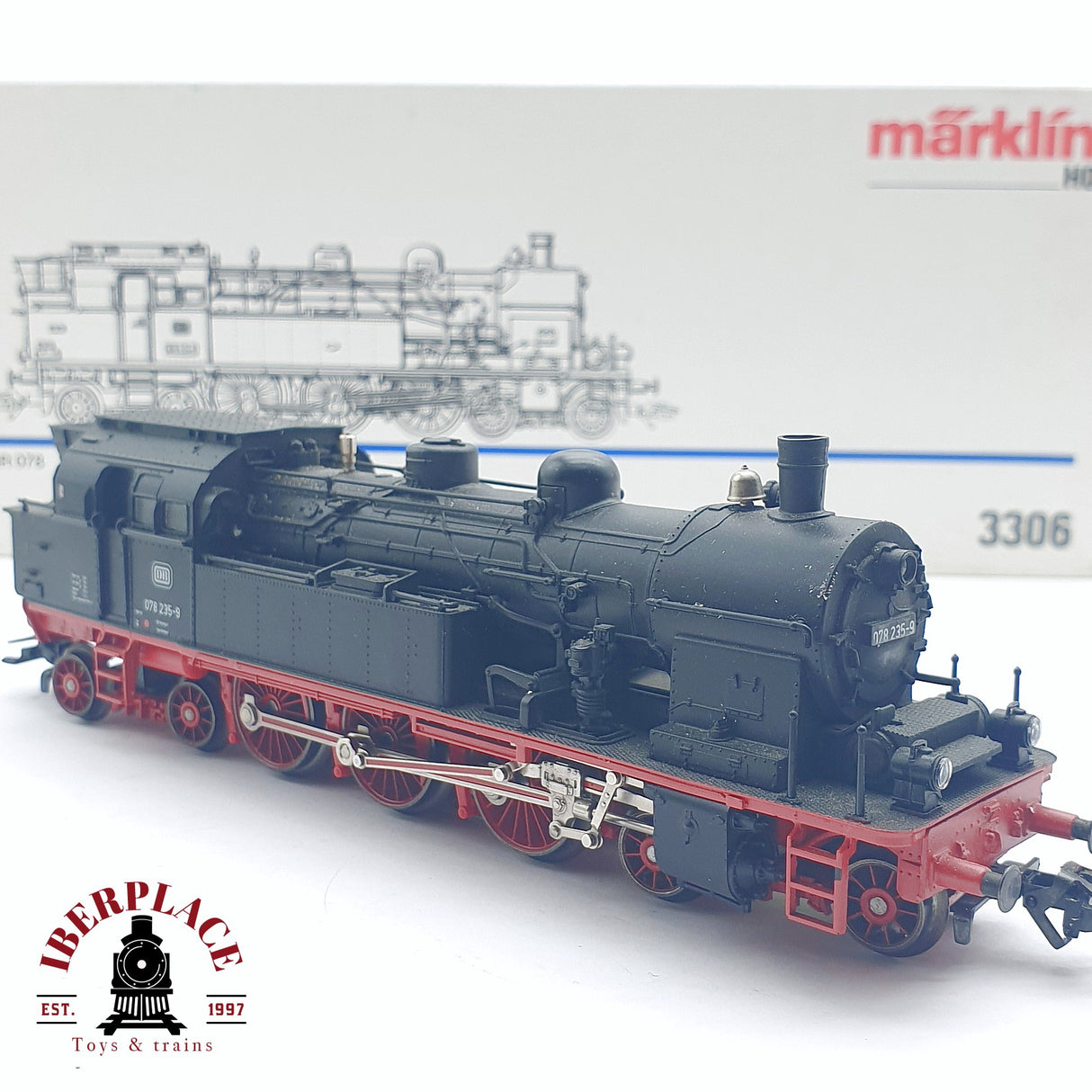 ♻️ 2da mano - Märklin 3306 Locomotora de vapor DB 078 235-9 Negra H0 escala 1:87