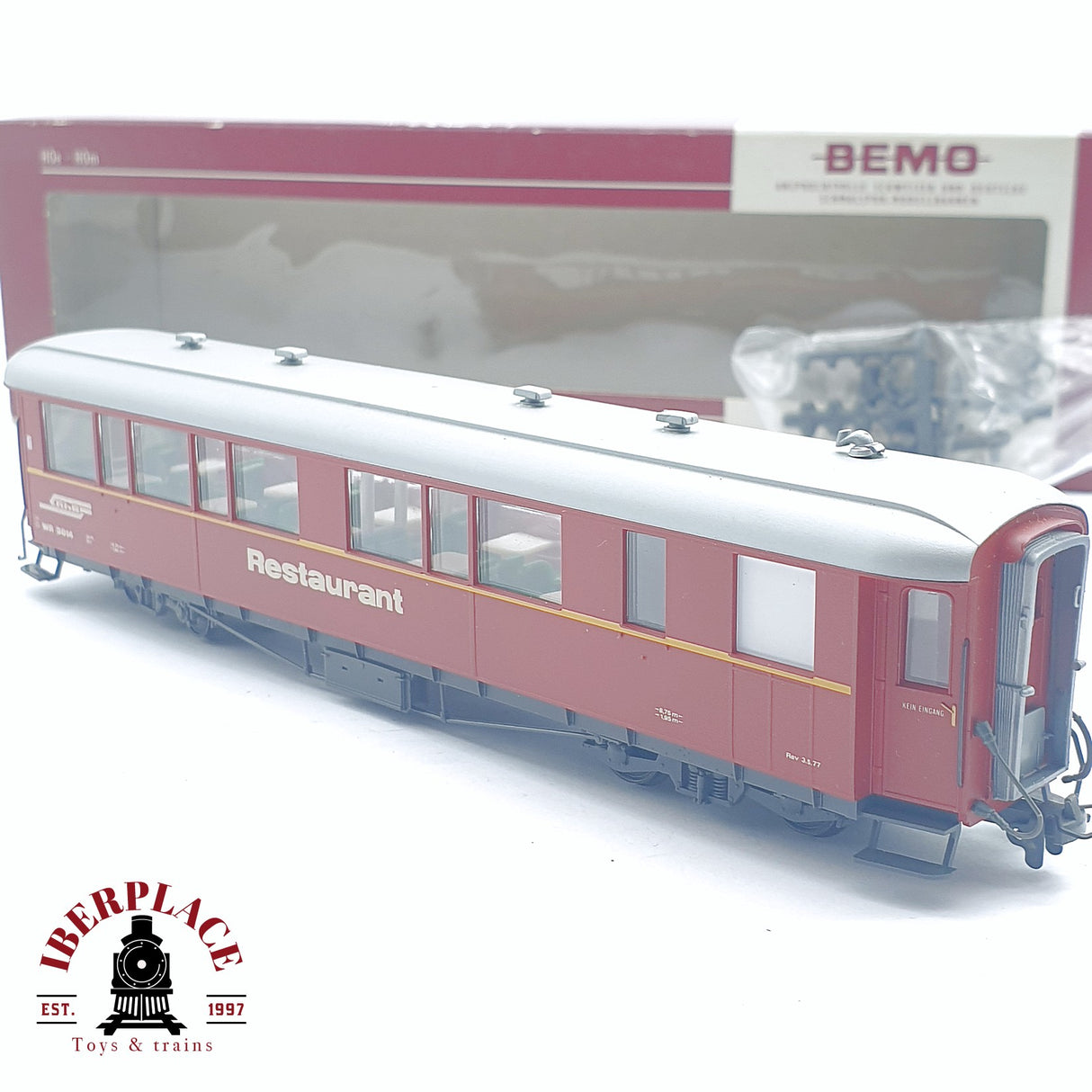 ♻️ 2da mano - DC BEMO 3274 114 coche restaurante Rhb rojo H0m/H0n3 escala
