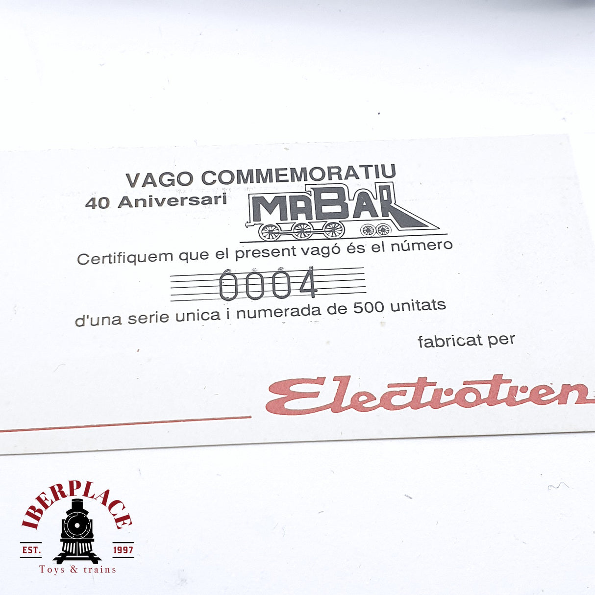 🆕 💡 Electrotren - DC Vagón conmemorativo Mabar 40 aniversario 004 de 500 unidades H0 escala 1:87